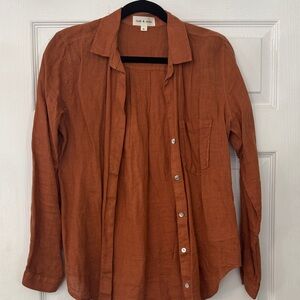 Cloth & Stone Terracotta 100% Linen Button-Down Shirt